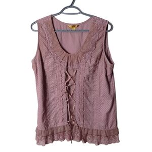 April Cornell Mauve Lace-Up Blouse